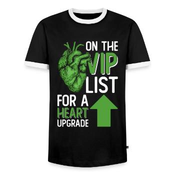 Organ Donor Heart Organ Transplant - Men's Ringer Shirt - black/white - Front - AI Model Female 172 light (172cm) & AI Model Male 178 light (178cm)
