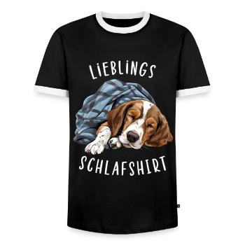 Lieblings Schlafshirt Epagneul Breton Schlafshirt - Männer Kontrast-T-Shirt - Schwarz/Weiß - Vorne - AI Model Female 172 light (172cm) & AI Model Male 178 light (178cm)