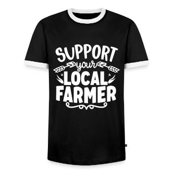 Soutenez votre agriculteur local Bauer Landwirt - T-shirt contrasté Homme - noir/blanc - Devant - AI Model Female 172 light (172cm) & AI Model Male 178 light (178cm)