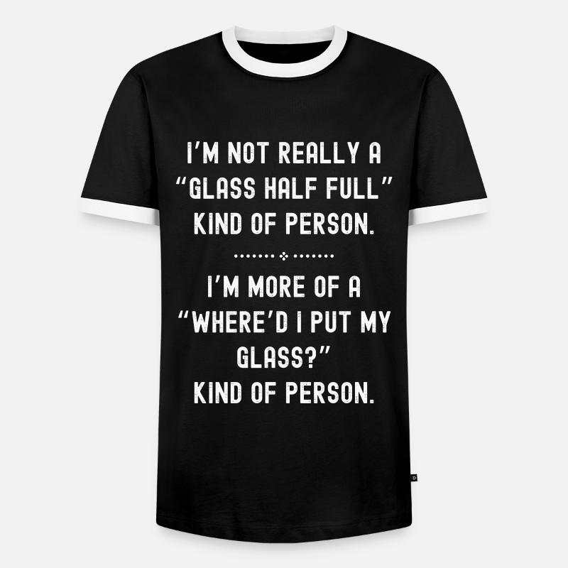 Glas halb voll oder leer - Männer Kontrast-T-Shirt - Schwarz/Weiß