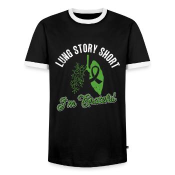 Organ Donor Lunge Organ Transplant - Men's Ringer Shirt - black/white - Front - AI Model Female 172 light (172cm) & AI Model Male 178 light (178cm)