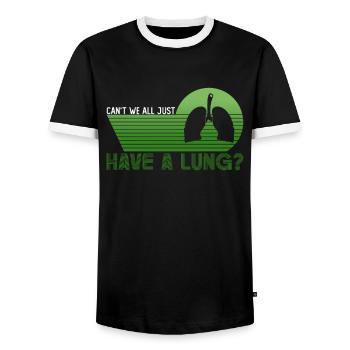 Organ Donor Lunge Organ Transplant - Men's Ringer Shirt - black/white - Front - AI Model Female 172 light (172cm) & AI Model Male 178 light (178cm)