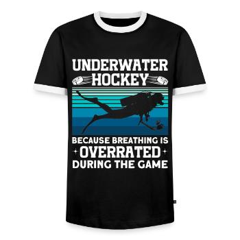 Overrated during the game under water hockey - Men's Ringer Shirt - black/white - Front - AI Model Female 172 light (172cm) & AI Model Male 178 light (178cm)