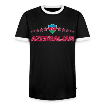 Azerbaijan - Men's Ringer Shirt - black/white - Front - AI Model Female 172 light (172cm) & AI Model Male 178 light (178cm)