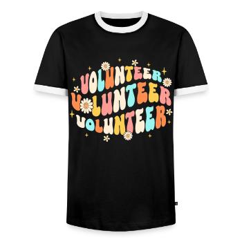 Volunteer Squad - Men's Ringer Shirt - black/white - Front - AI Model Female 172 light (172cm) & AI Model Male 178 light (178cm)