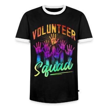 Volunteer Squad - Men's Ringer Shirt - black/white - Front - AI Model Female 172 light (172cm) & AI Model Male 178 light (178cm)