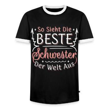 So Sieht Die Beste Schwester Der Welt Aus - Männer Kontrast-T-Shirt - Schwarz/Weiß - Vorne - AI Model Female 172 light (172cm) & AI Model Male 178 light (178cm)
