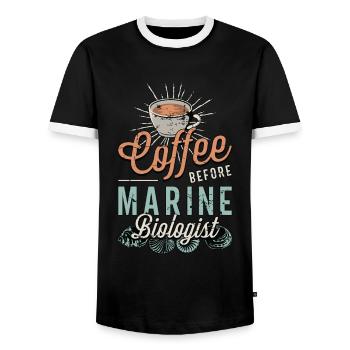 Marine Biologist Coffee Oceanology Coffee Lover - Men's Ringer Shirt - black/white - Front - AI Model Female 172 light (172cm) & AI Model Male 178 light (178cm)