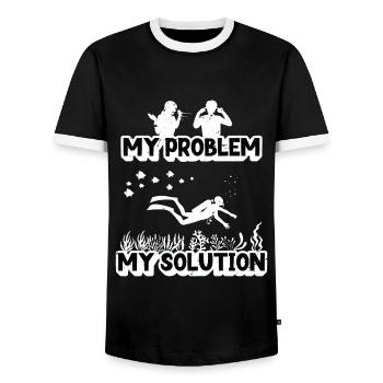 Biologiste marin Mon problème Mon pictogramme Papa Maman - T-shirt contrasté Homme - noir/blanc - Devant - AI Model Female 172 light (172cm) & AI Model Male 178 light (178cm)