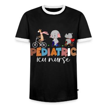 Kinderkrankenschwester Picu Peds - Männer Kontrast-T-Shirt - Schwarz/Weiß - Vorne - AI Model Female 172 light (172cm) & AI Model Male 178 light (178cm)