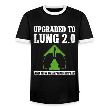 Organ Donor Lunge Organ Transplant - Men's Ringer Shirt - black/white - Front - AI Model Female 172 light (172cm) & AI Model Male 178 light (178cm)