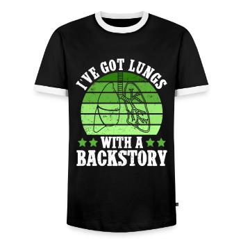 Organ Donor Lunge Organ Transplant - Men's Ringer Shirt - black/white - Front - AI Model Female 172 light (172cm) & AI Model Male 178 light (178cm)