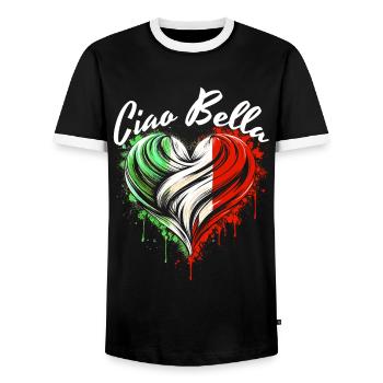 Ciao Bella - Männer Kontrast-T-Shirt - Schwarz/Weiß - Vorne - AI Model Female 172 light (172cm) & AI Model Male 178 light (178cm)