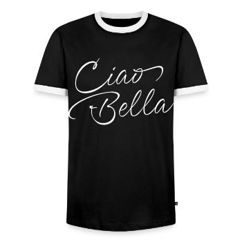 Ciao Bella - Männer Kontrast-T-Shirt - Schwarz/Weiß - Vorne - AI Model Female 172 light (172cm) & AI Model Male 178 light (178cm)