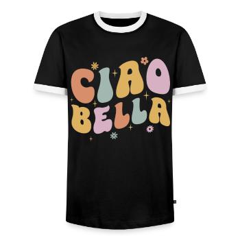 Ciao Bella - Männer Kontrast-T-Shirt - Schwarz/Weiß - Vorne - AI Model Female 172 light (172cm) & AI Model Male 178 light (178cm)