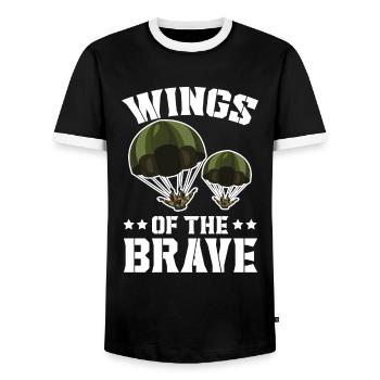 Paratroopers Skydiving Skydiving - Men's Ringer Shirt - black/white - Front - AI Model Female 172 light (172cm) & AI Model Male 178 light (178cm)