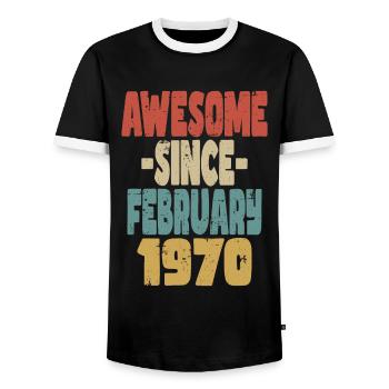 Génial Février 1970 - T-shirt contrasté Homme - noir/blanc - Devant - AI Model Female 172 light (172cm) & AI Model Male 178 light (178cm)