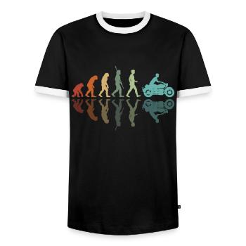 Motorcyclist Development - Men's Ringer Shirt - black/white - Front - AI Model Female 172 light (172cm) & AI Model Male 178 light (178cm)