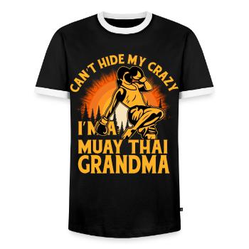 Ich kann meinen Wahnsinn nicht verbergen: Ich bin eine Muay Thai Oma - Männer Kontrast-T-Shirt - Schwarz/Weiß - Vorne - AI Model Female 172 light (172cm) & AI Model Male 178 light (178cm)