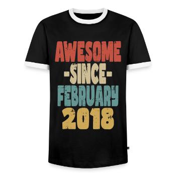 Awesome February 2018 - Men's Ringer Shirt - black/white - Front - AI Model Female 172 light (172cm) & AI Model Male 178 light (178cm)