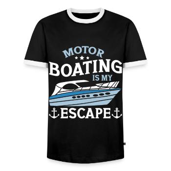 Bateau à moteur - Capitaine Bateau à moteur du lac Boater - T-shirt contrasté Homme - noir/blanc - Devant - AI Model Female 172 light (172cm) & AI Model Male 178 light (178cm)
