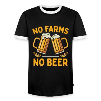 No Farms No Beer Farmers Demo Protest Farmer - Men's Ringer Shirt - black/white - Front - AI Model Female 172 light (172cm) & AI Model Male 178 light (178cm)