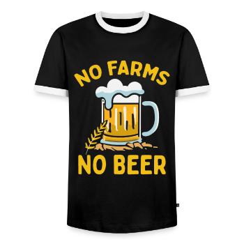No Farms No Beer Farmers Demo Protest Farmer - Men's Ringer Shirt - black/white - Front - AI Model Female 172 light (172cm) & AI Model Male 178 light (178cm)