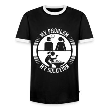 Blacksmithing My Problem My Pictogram Mom Forging - Männer Kontrast-T-Shirt - Schwarz/Weiß - Vorne - AI Model Female 172 light (172cm) & AI Model Male 178 light (178cm)