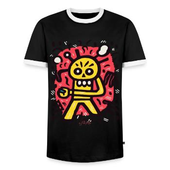 Cartoon-Pop-Skelett, in deiner Hand - Männer Kontrast-T-Shirt - Schwarz/Weiß - Vorne - AI Model Female 172 light (172cm) & AI Model Male 178 light (178cm)