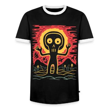 Cartoons Creepy creatures in the countryside - Men's Ringer Shirt - black/white - Front - AI Model Female 172 light (172cm) & AI Model Male 178 light (178cm)