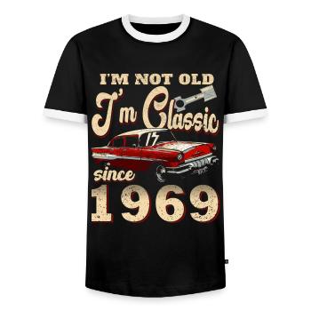 Vintage rétro Vintage 1969 Original 1969 - T-shirt contrasté Homme - noir/blanc - Devant - AI Model Female 172 light (172cm) & AI Model Male 178 light (178cm)