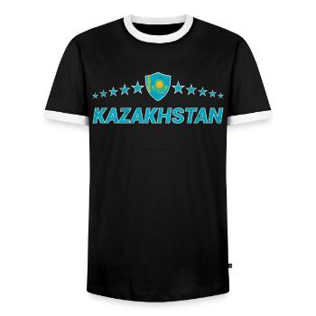 Kazakhstan - Men's Ringer Shirt - black/white - Front - AI Model Female 172 light (172cm) & AI Model Male 178 light (178cm)