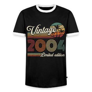 Vintage Rétro Cadeau Anniversaire pour Né en 2004 - T-shirt contrasté Homme - noir/blanc - Devant - AI Model Female 172 light (172cm) & AI Model Male 178 light (178cm)