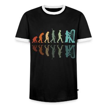 Évolution De Joueur De Harpe - T-shirt contrasté Homme - noir/blanc - Devant - AI Model Female 172 light (172cm) & AI Model Male 178 light (178cm)