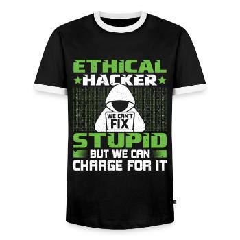 We Can't Fix Stupid - Ethical Hacker Cybersecurity - Männer Kontrast-T-Shirt - Schwarz/Weiß - Vorne - AI Model Female 172 light (172cm) & AI Model Male 178 light (178cm)