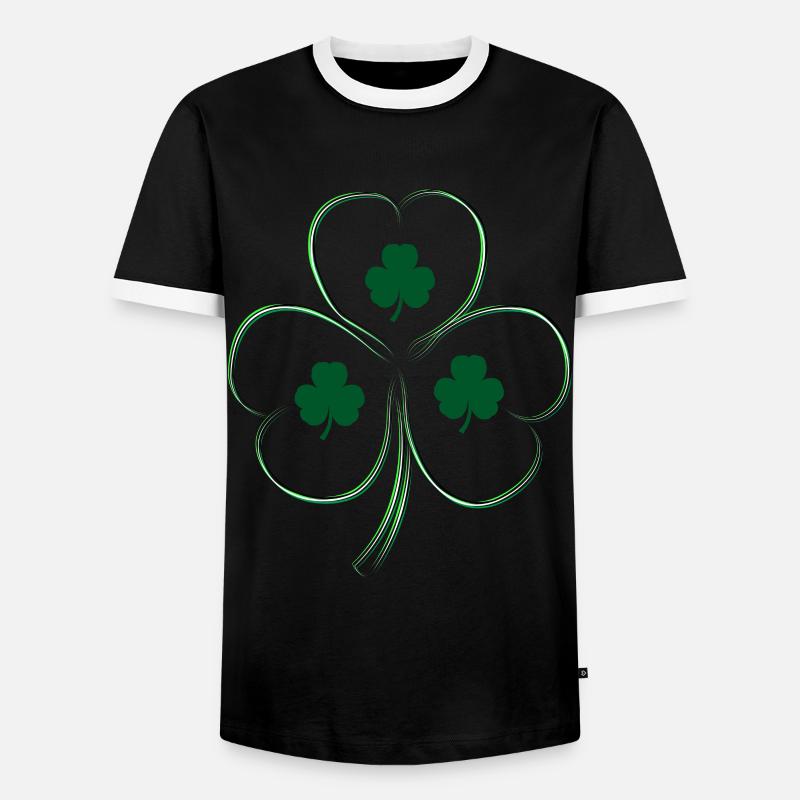 Heart Three-Leaf Clover - Men's Ringer Shirt - black/white