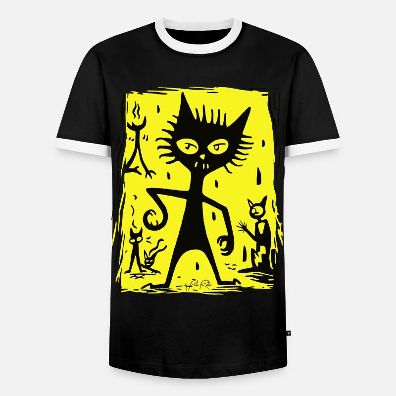 Demonic Cat from Hell - Men's Ringer Shirt - black/white