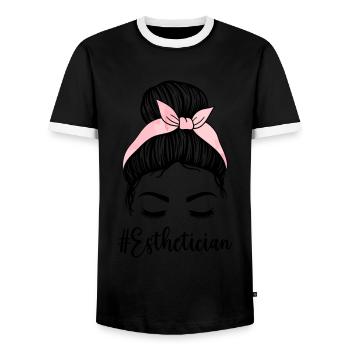 Beautician, Skin Care, Skin Therapist - Men's Ringer Shirt - black/white - Front - AI Model Female 172 light (172cm) & AI Model Male 178 light (178cm)