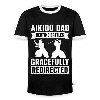 Aikido Papa Schlafenszeitkämpfe anmutig umgeleitet - Männer Kontrast-T-Shirt - Schwarz/Weiß - Vorne - AI Model Female 172 light (172cm) & AI Model Male 178 light (178cm)