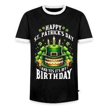 Happy St Patricks Day And Yes It's My Birthday - Männer Kontrast-T-Shirt - Schwarz/Weiß - Vorne - AI Model Female 172 light (172cm) & AI Model Male 178 light (178cm)