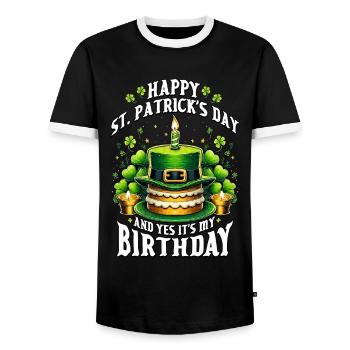 Happy St Patricks Day And Yes It's My Birthday - Männer Kontrast-T-Shirt - Schwarz/Weiß - Vorne - AI Model Female 172 light (172cm) & AI Model Male 178 light (178cm)