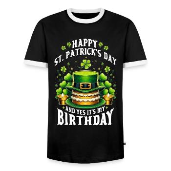 Happy St Patricks Day And Yes It's My Birthday - Männer Kontrast-T-Shirt - Schwarz/Weiß - Vorne - AI Model Female 172 light (172cm) & AI Model Male 178 light (178cm)