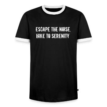 Wandern - Escape the noise, hike to serenity - Männer Kontrast-T-Shirt - Schwarz/Weiß - Vorne - AI Model Female 172 light (172cm) & AI Model Male 178 light (178cm)