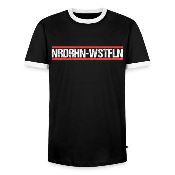 NRW Nordrhein Westfalen - Männer Kontrast-T-Shirt - Schwarz/Weiß - Vorne - AI Model Female 172 light (172cm) & AI Model Male 178 light (178cm)
