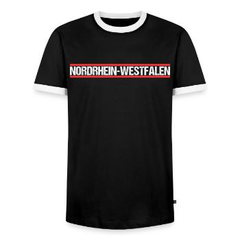 NRW Nordrhein Westfalen - Männer Kontrast-T-Shirt - Schwarz/Weiß - Vorne - AI Model Female 172 light (172cm) & AI Model Male 178 light (178cm)