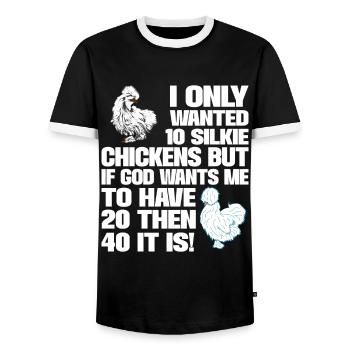 Silkie Huhn Lustige Farm Tierliebhaber - Männer Kontrast-T-Shirt - Schwarz/Weiß - Vorne - AI Model Female 172 light (172cm) & AI Model Male 178 light (178cm)