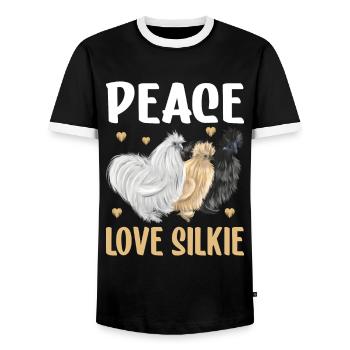 Silkie Huhn Lustige Farm Tierliebhaber - Männer Kontrast-T-Shirt - Schwarz/Weiß - Vorne - AI Model Female 172 light (172cm) & AI Model Male 178 light (178cm)