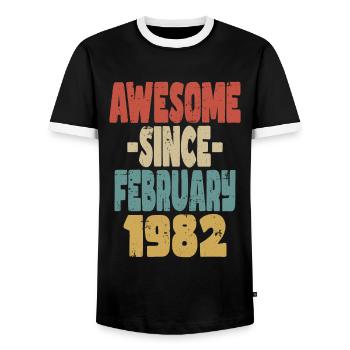 Génial Février 1982 - T-shirt contrasté Homme - noir/blanc - Devant - AI Model Female 172 light (172cm) & AI Model Male 178 light (178cm)