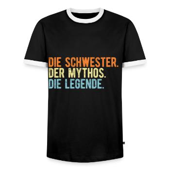Die Schwester Mythos Legende Name Namensgeschenk - Männer Kontrast-T-Shirt - Schwarz/Weiß - Vorne - AI Model Female 172 light (172cm) & AI Model Male 178 light (178cm)