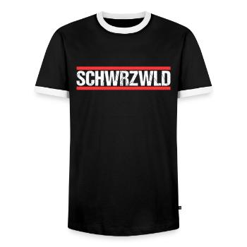 Schwarzwald - Männer Kontrast-T-Shirt - Schwarz/Weiß - Vorne - AI Model Female 172 light (172cm) & AI Model Male 178 light (178cm)